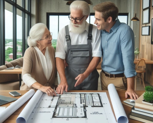 home builder adding an elevator to blueprints